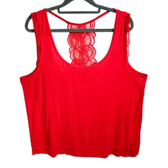 Adore Me Women's XL Alaina Lace Accent Racerback Tank Top Red Sexy Layering - Picture 1 of 5